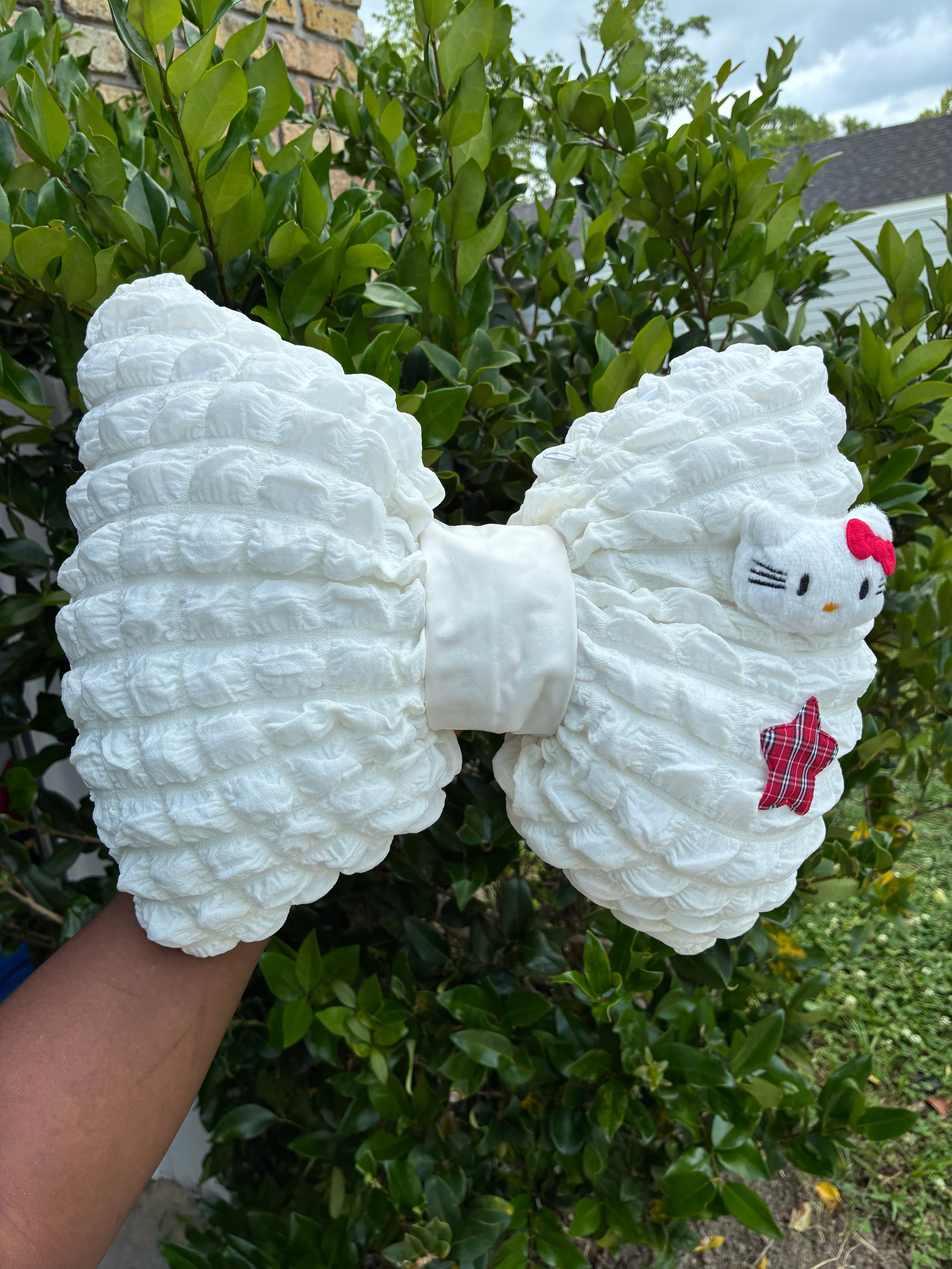 Ruffle Cartoon Kitty Bow Lumbar Pillow