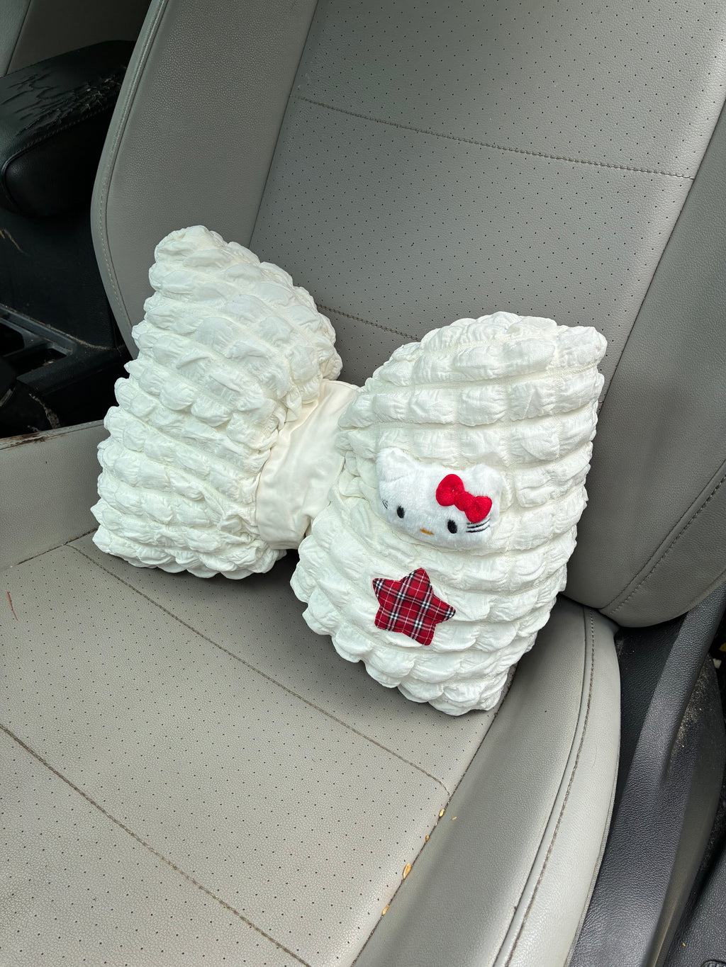 Ruffle Cartoon Kitty Bow Lumbar Pillow