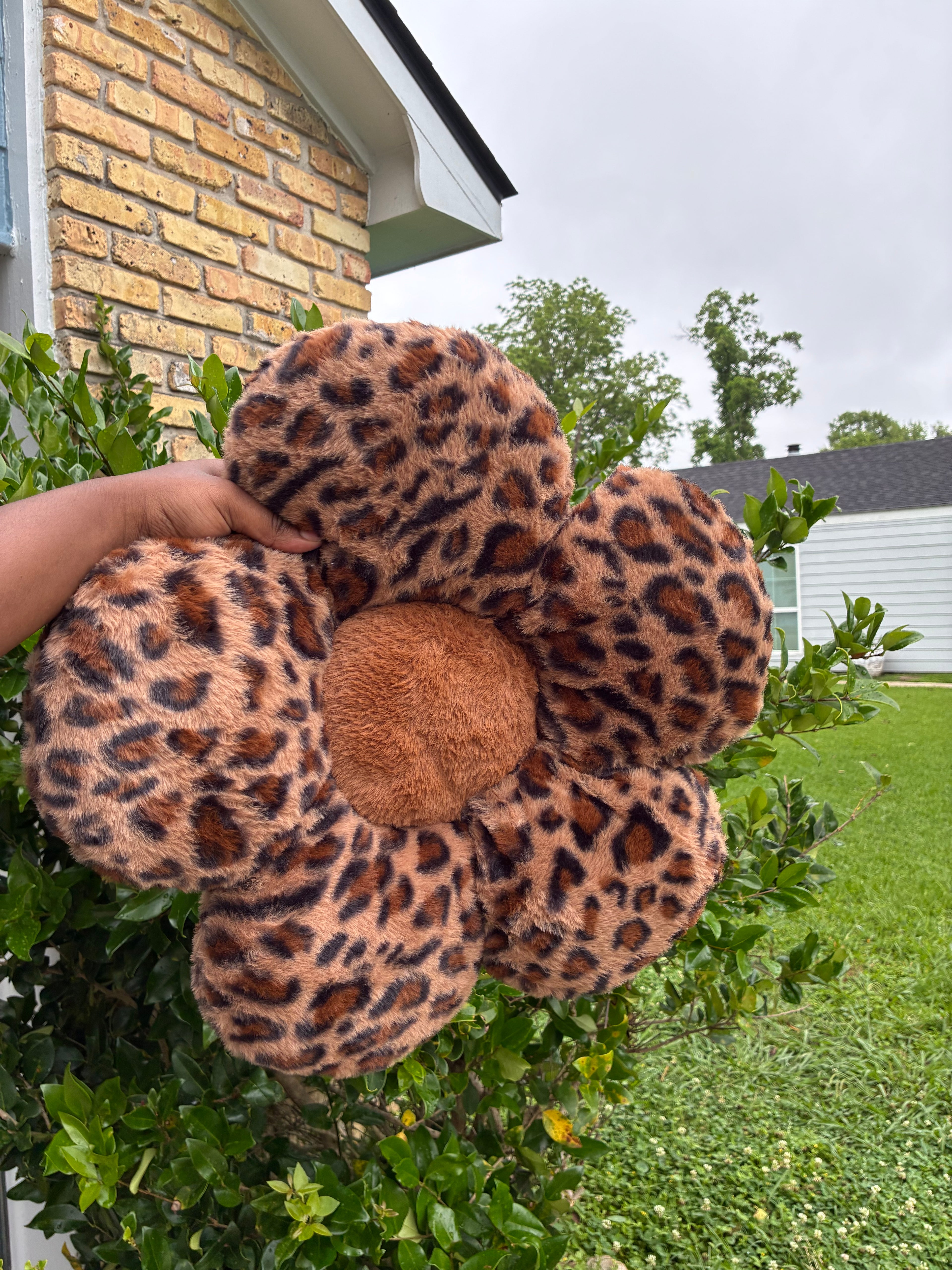 Brown Leopard Flower Car Pillow | Cute Car Accessories for Women