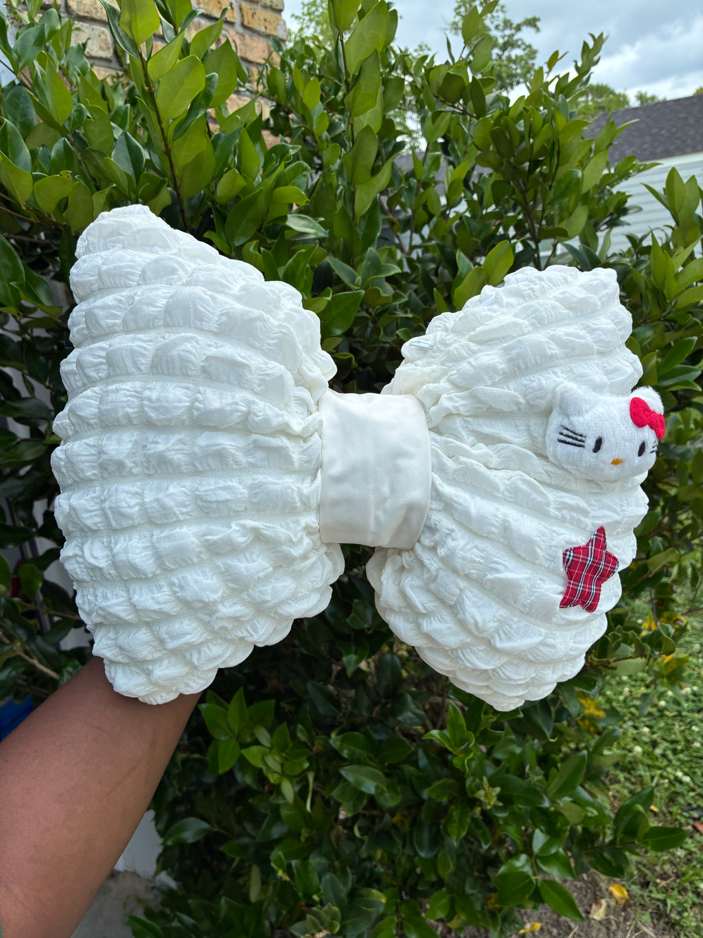 Ruffle Cartoon Kitty Bow Lumbar Pillow