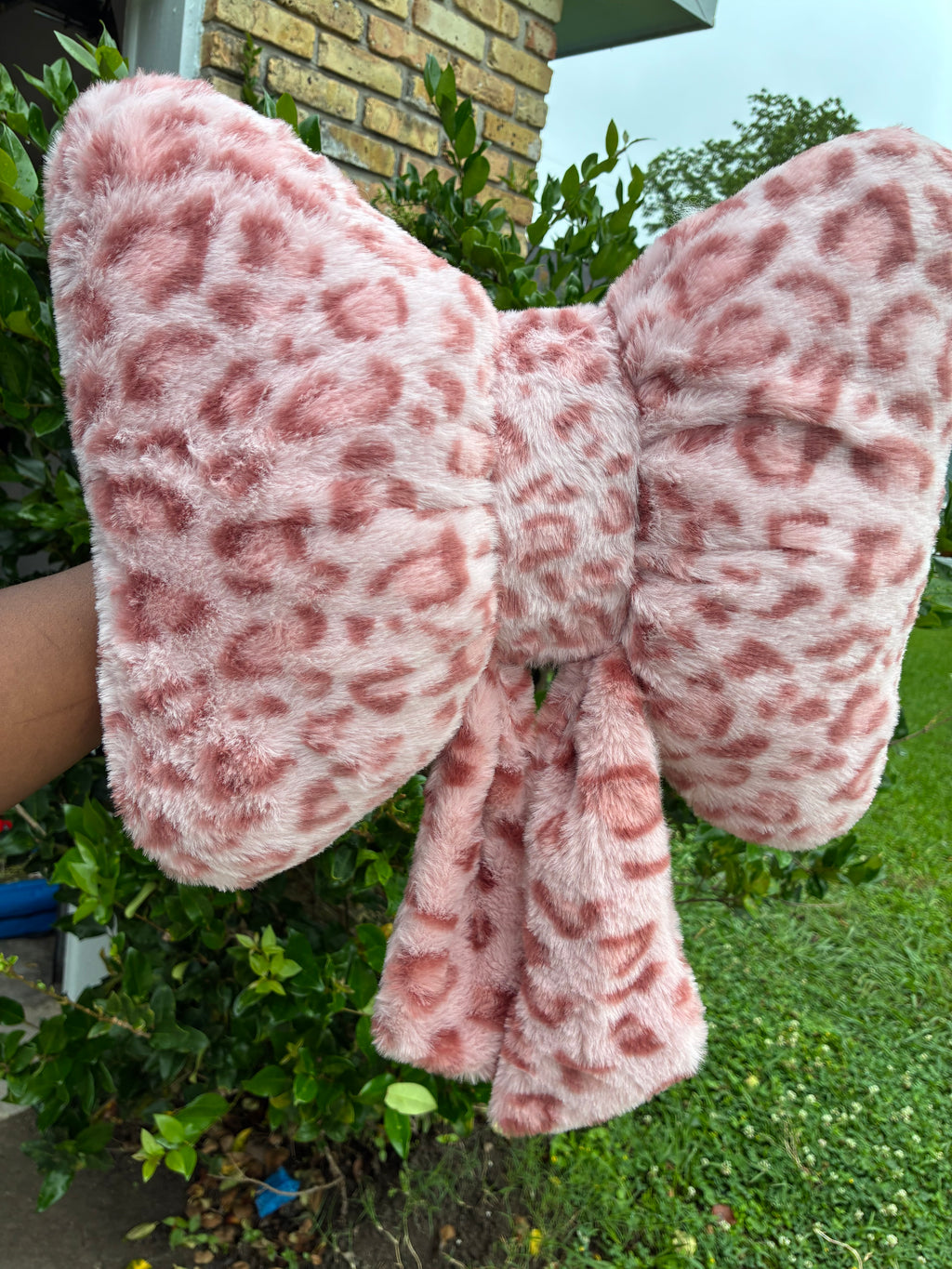Pink Leopard Bow Lumbar Pillow | Cute Car Accessories for Women