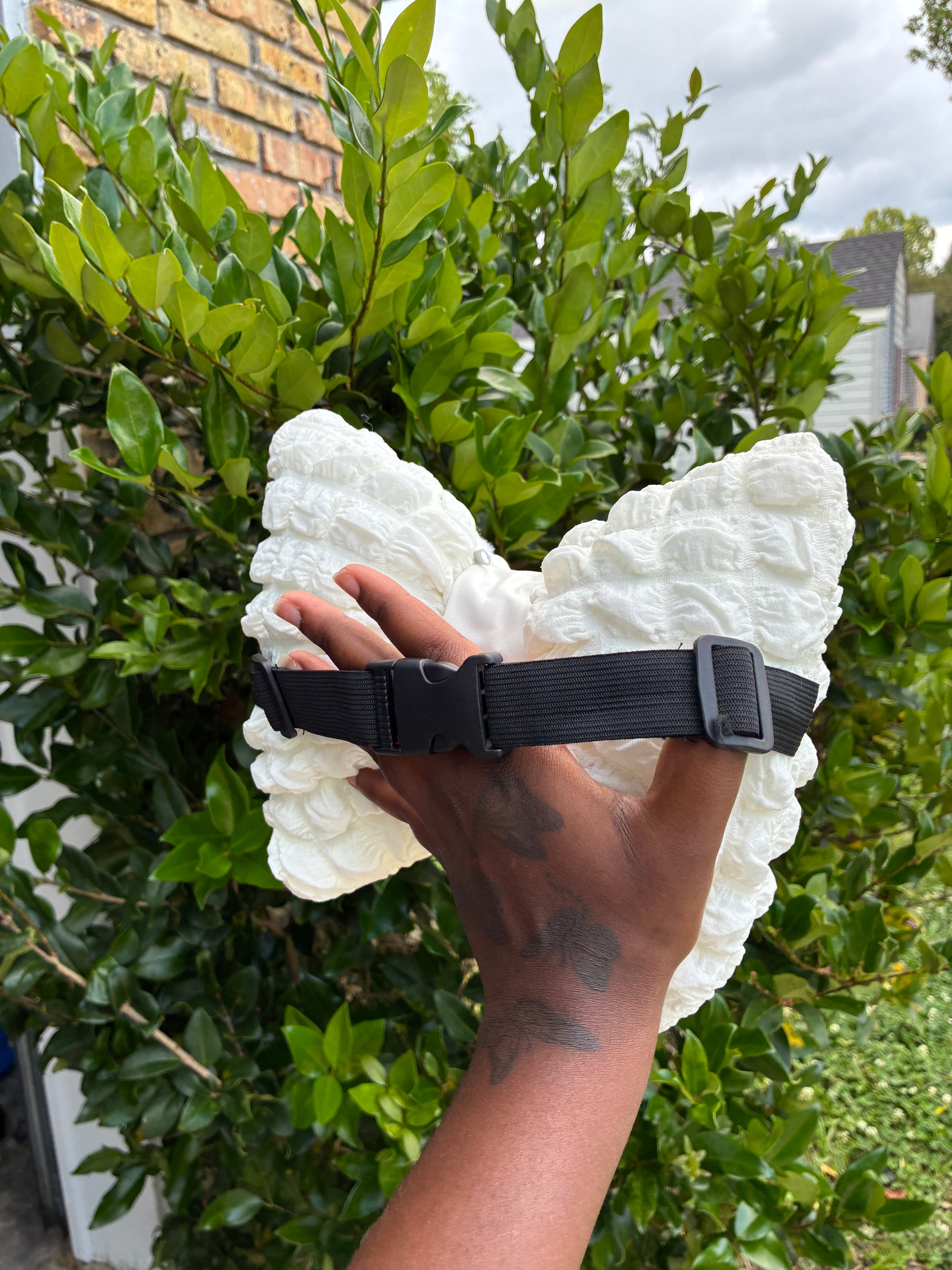 Ruffled Cartoon Kitty Bow Headrest Pillow