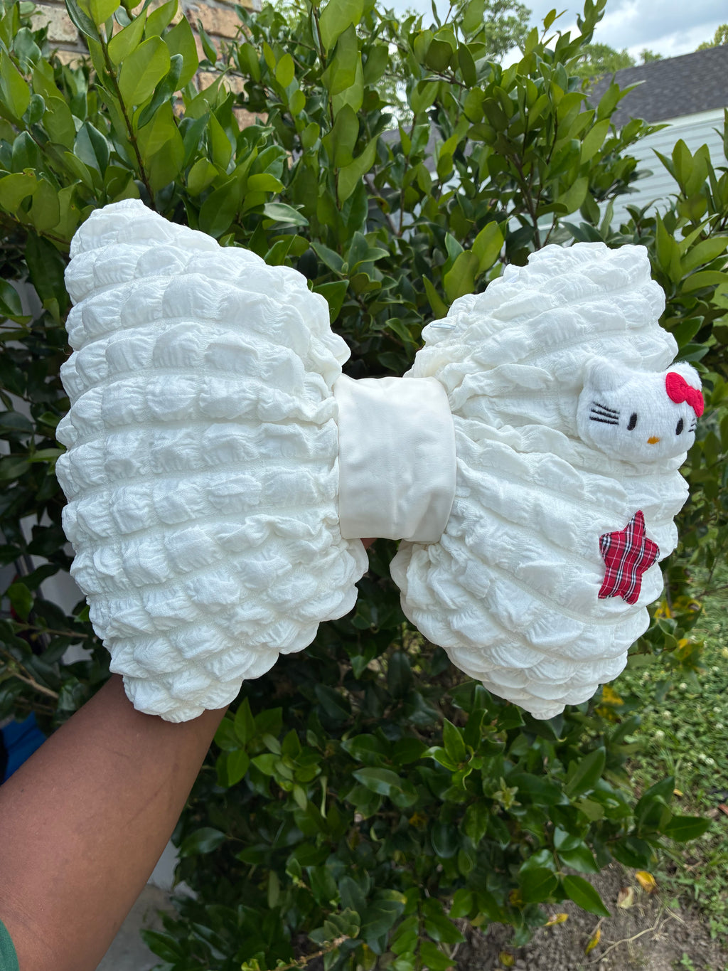 Ruffle Cartoon Kitty Bow Lumbar Pillow
