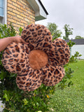 Brown Leopard Flower Car Pillow | Cute Car Accessories for Women